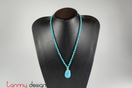Necklace designed with  turquoise, dragon pendant